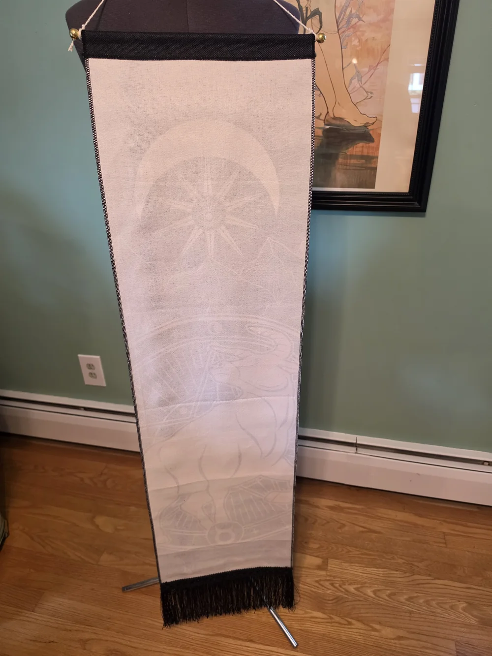 Taurus Moon & Star Tapestry Wall Hanging - Black and Cream